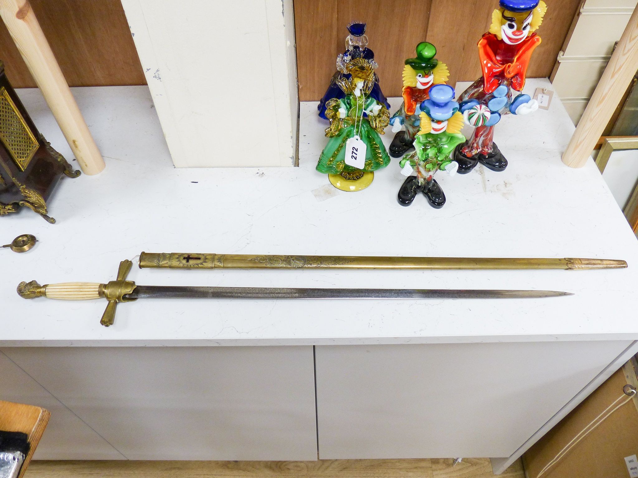 A late 19th/early 20th century bone handled court sword, 90cm